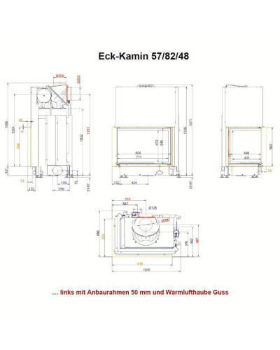 Камінна топка Brunner Eck-Kamin 45/67/44 кутова з гільйотиною