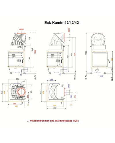 Камінна топка Brunner Eck-Kamin 42/42/42 кутова