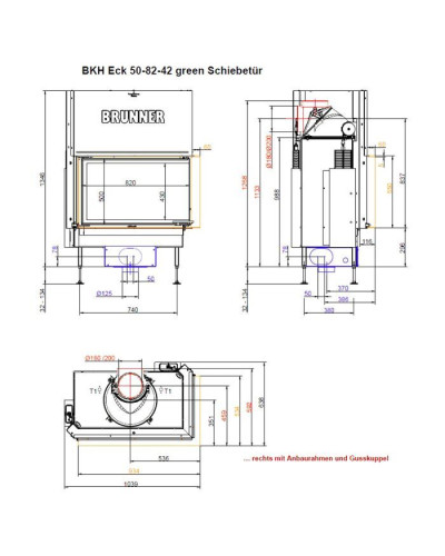 Камінна топка Brunner Eck BKH 50-82-42 ST кутова гільйотина