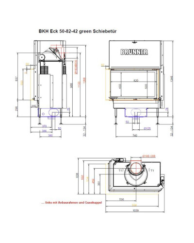 Камінна топка Brunner Eck BKH 50-82-42 ST кутова гільйотина