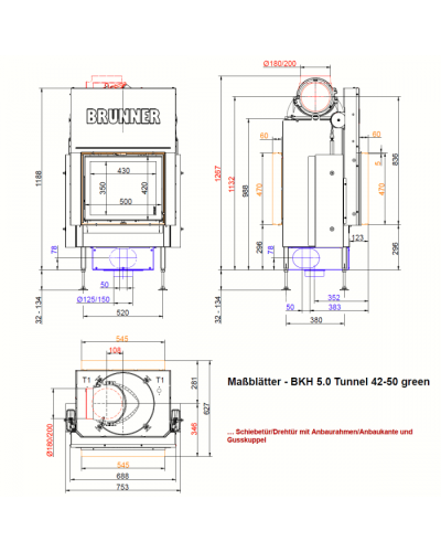 Камінна топка Brunner Tunnel BKH 42-50 ST-DT гільйотина