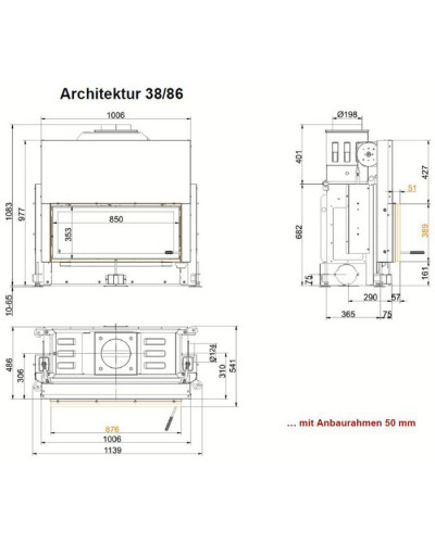 Камінна топка Brunner Architektur-Kamin 38/86 гільйотина