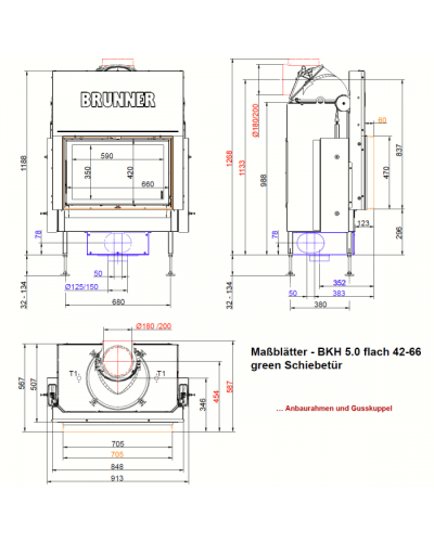 Камінна топка Brunner Flat BKH 42-66 ST гільйотина