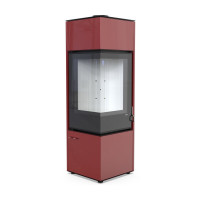 Стальна піч Defro Home QUADROOM LONG червона