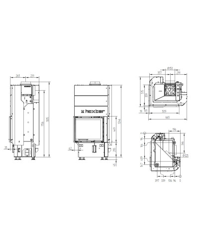 Камінна топка Hoxter ECKA 50/35/45WH кутова з водяним контуром з гілятиною