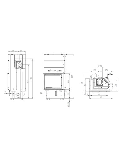 Камінна топка Hoxter ECKA 50/35/45 H кутова з гілятиною