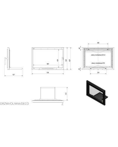 Дверцята для каміну Kratki OLIWIA DECO
