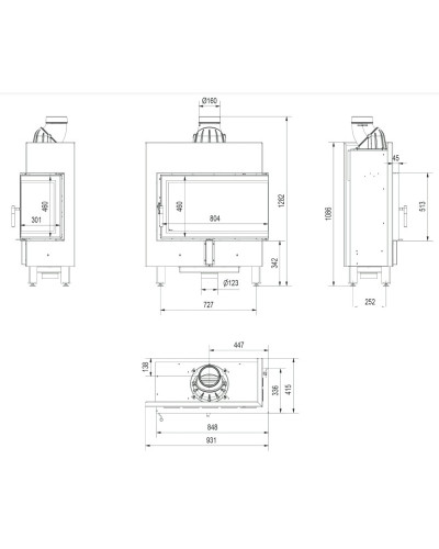 Камінна топка Kratki LUCY 14 SLIM/BS кутова 