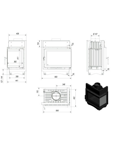 Камінна топка Kratki MAJA BS DECO 8 кутова