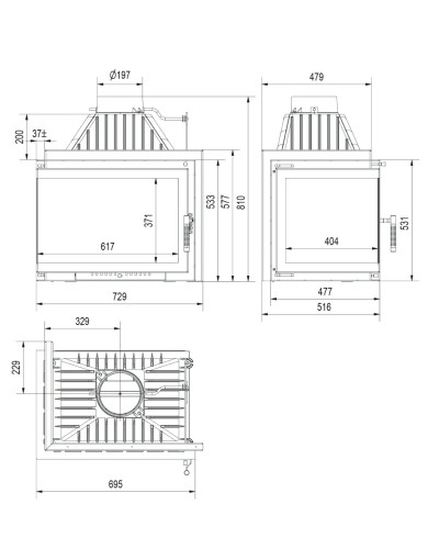 Камінна топка Kratki SIMPLE Z/S 15 кутова