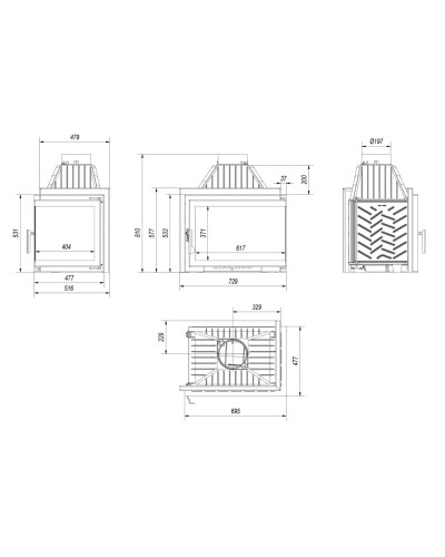 Камінна топка Kratki SIMPLE Z/S 15 кутова
