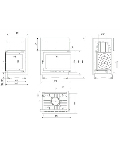 Камінна топка Kratki ZUZIA ECO BS/DECO 12 кутова