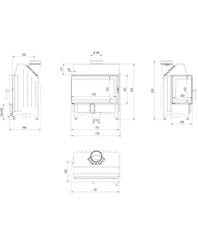 Камінна топка Kratki ZIBI BS DECO 12 кутова