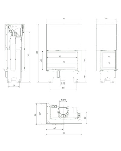 Камінна топка Kratki VN 810/410 кутова BS гільйотина