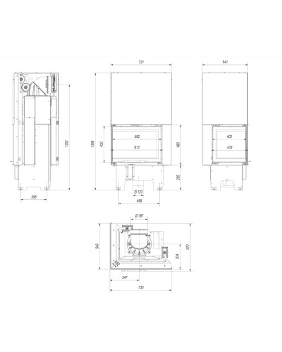 Камінна топка Kratki VN 610/430 кутова BS гільйотина