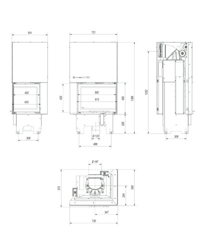 Камінна топка Kratki VN 610/430 кутова BS гільйотина