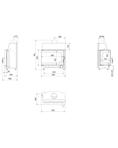 Камінна топка Kratki SIMPLE S кутова