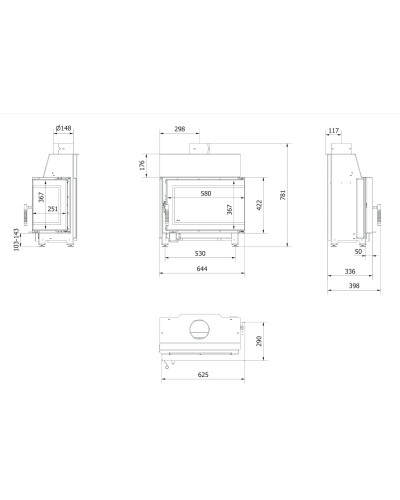 Камінна топка Kratki SIMPLE S кутова