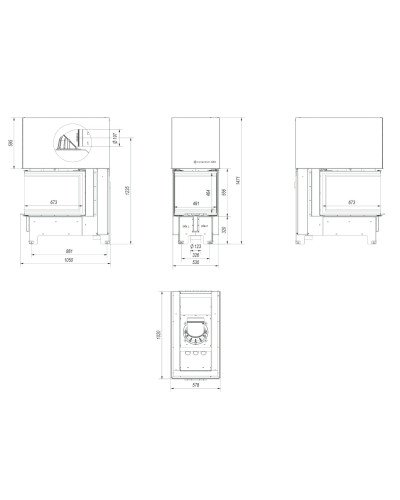 Камінна топка Kratki NBU/500/700 11 трьохстороння гільйотина