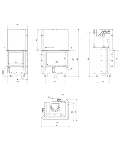 Камінна топка Kratki MBZ BS/G 13 кутова гільйотина