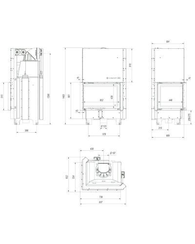 Камінна топка Kratki MBZ BS/G 13 кутова гільйотина