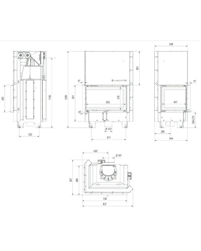 Камінна топка Kratki MBM BS/G 10 кутова гільйотина