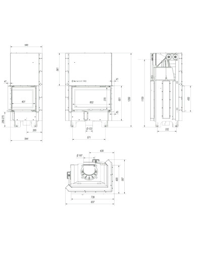 Камінна топка Kratki MBM BS/G 10 кутова гільйотина