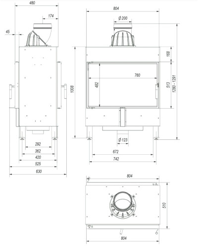 Камінна топка Kratki LUCY 14/T тунель
