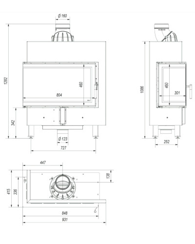 Камінна топка Kratki LUCY 14 SLIM/BS кутова 