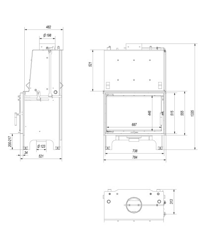 Камінна топка Kratki AQUARIO/O 16 GLASS з водяним контуром
