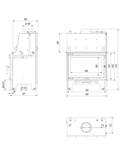 Камінна топка Kratki AQUARIO/O 12 GLASS з водяним контуром