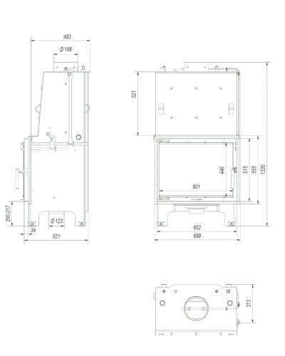 Камінна топка Kratki AQUARIO/Z 14 GLASS з водяним контуром