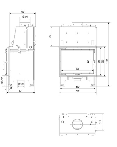 Камінна топка Kratki AQUARIO/Z 10 GLASS з водяним контуром