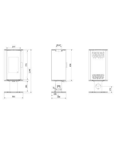Сталева піч-камін Kratki KOZA ENYO FLAT 03