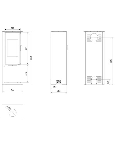 Сталева піч-камін Kratki KOZA ENYO FLAT 02