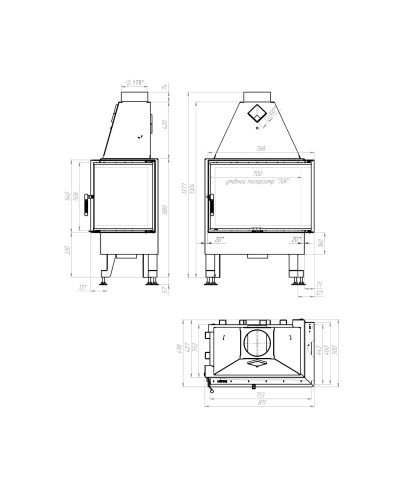 Камінна топка M-Fire 70 кутова