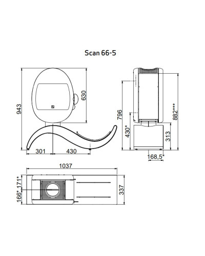Стальна пічка Scan 66- 5 S-Shape