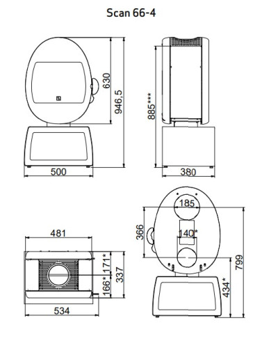 Стальна пічка Scan 66-4 Plinth