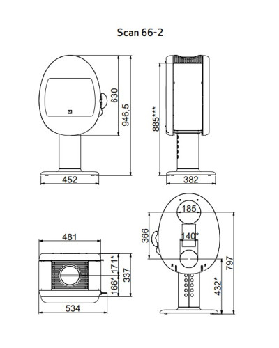 Стальна пічка Scan 66-2 Pedestal