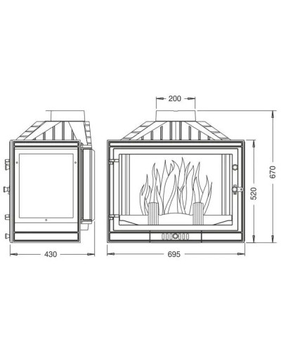 Камінна топка Uniflam 700 Standard кутова з шибером