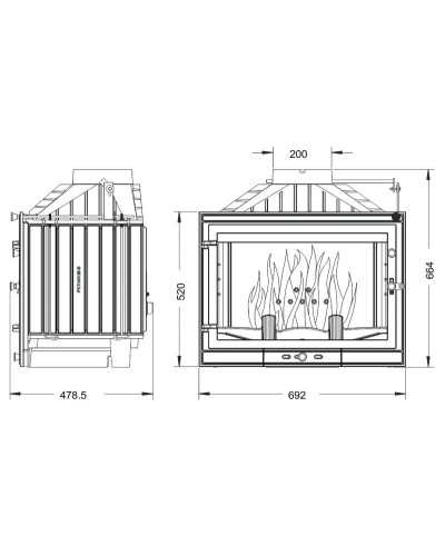 Камінна топка Uniflam 700 Standard Eco з шибером