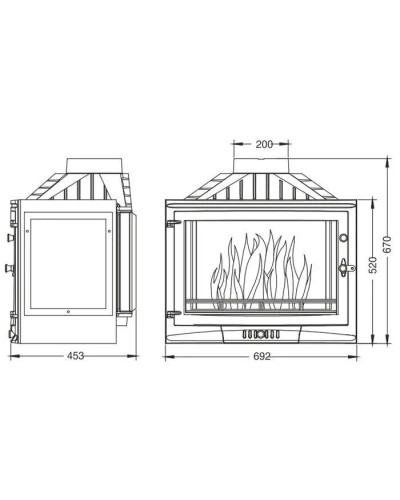 Камінна топка Uniflam 700 Selenic кутова з шибером