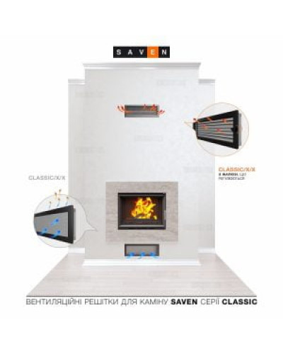 Вентиляційна решітка для каміна SAVEN CLASSIC 11х17 біла Вентиляційна решітка для каміна SAVEN CLASSIC 11х17 біла