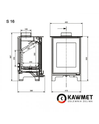 Чавунна піч-камін KAWMET Premium HARITA (4,9 кВт)