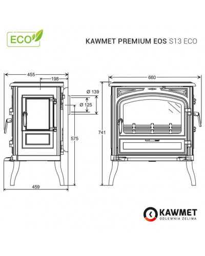 Чавунна піч-камін KAWMET Premium ATHENA S12 ECO (10,0 кВт)