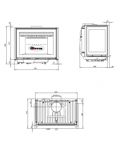 Камінна топка Dovre 2575CBS/3 трьохстороння