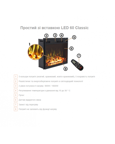Камінокомплект Aflamo SIMPLE LED 60 Classic Бетон