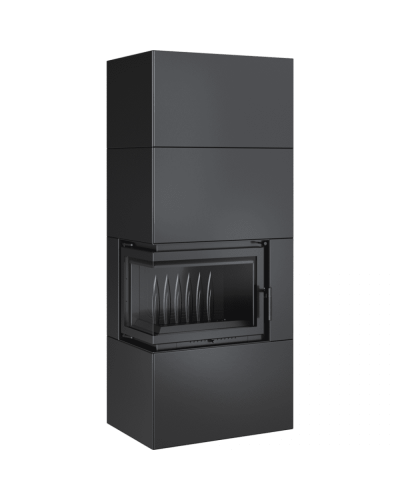 Камін SIMPLE 12 BS ліва в обудові BOX стальний - чорний