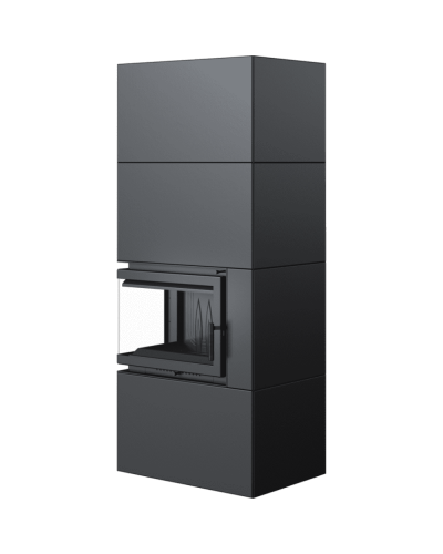Камін SIMPLE 12 BS ліва в обудові BOX стальний - чорний