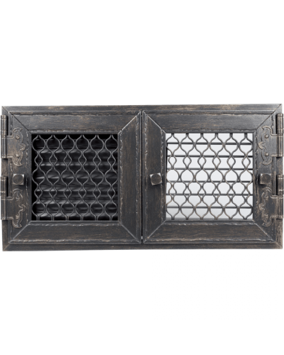 Камінна решітка Kratki Retro подвійна графітова антична відкривна 22x22